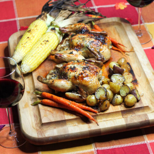 maple and herb roasted cornish hen holiday meal for 2