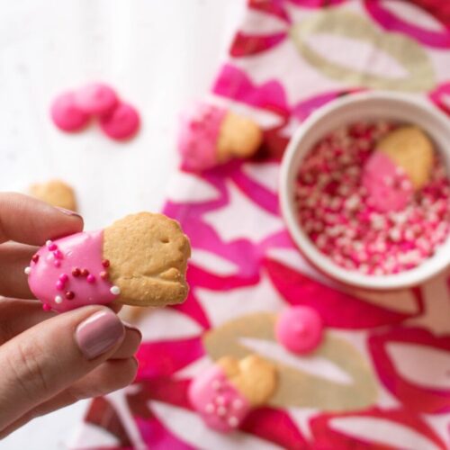 chocolate-dipped animal crackers for valentine's day treats